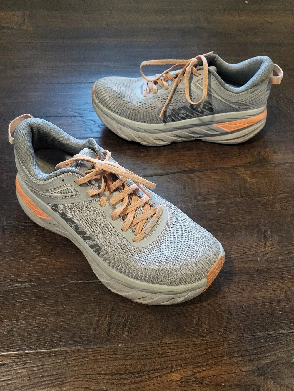Hoka One One Womens Bondi 7 Harbor Mist Peach Running Shoes Size 8.5